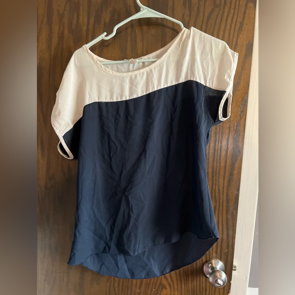 Blue and white blouse